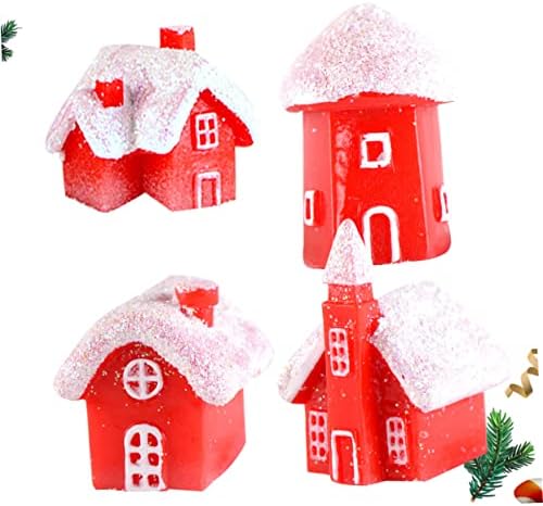 VICASKY 4PCS Para Mesa de Mini Villa House Christmas Estátua colecionável Globos de plástico para artesanato House de gengibre decorar