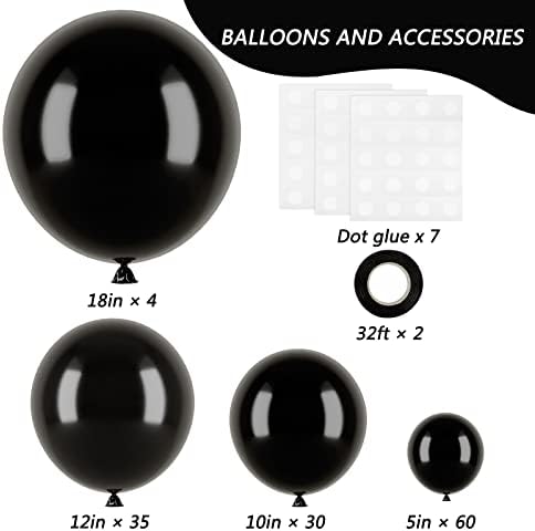 Rubfac 387pcs Halloon Balloons Diferentes tamanhos 18 12 10 5 polegadas para arco de guirlanda, kit de balão roxo laranja preto