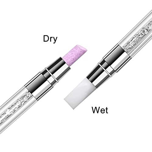 Pushador de cutículas de cutículas de cutícula de quartzo de 2 vias + strass cristal na unha arrasto de caneta de caneta de