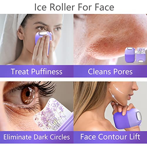 Rolo de face de gelo em U-Shinein, cubo de gelo e rolo de metal 2-em 1 Tratamento facial reutilizável, alívio do inchaço dos