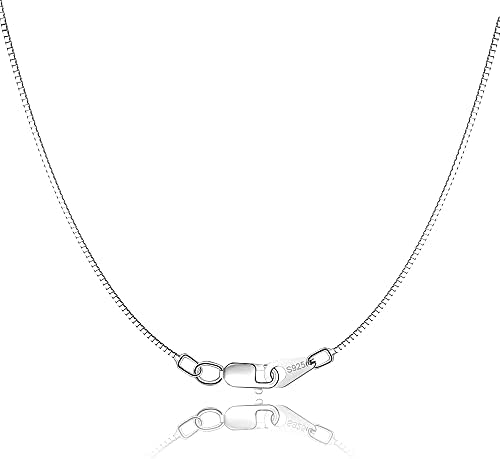 Jewlpire Solid 18k acima de 925 colar de cadeia de prata esterlina para mulheres meninas, Chain Chain Lobster de caixa de 0,8 mm
