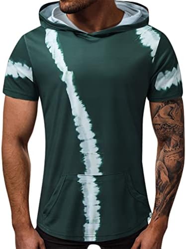 Camisetas com capuz de verão ubst para masculino, retalhos de retalhos Treino atlético Treino atlético com malha solta