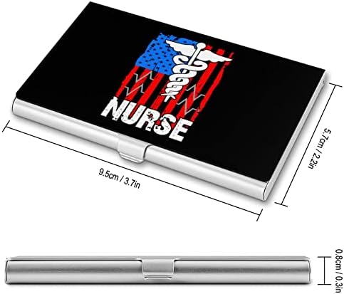 Enfermeira patriótica americana EUA bandeira de cartão de visita Metal Pocket Business Card Card carteira para homens para