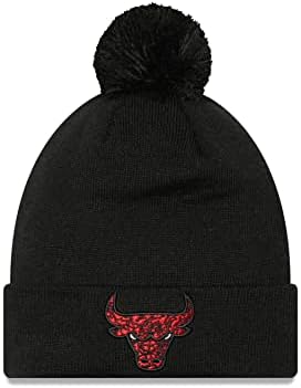 New Era Mens Chicago Bulls NBA LOGO LOGO LOGO LOGO BOBBLE HAT - BLACK