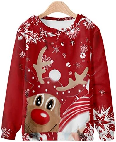 Moda de camiseta de manga longa masculina Moda 3D Imprimir engraçado suéter de Natal Feio de camisola redonda camisetas