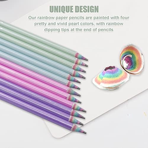 Lápis de 12pcs, lápis de arco-íris, papel de madeira e arco-íris de madeira e plástico para amigas ecológicas, lápis ecológicos
