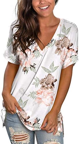 Tops florais para mulheres roupas de verão de pescoço de pescoço de pescoço camisetas 3xl