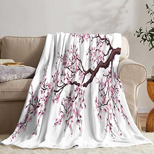 Cobertores de bebê de lã japoneses, galho de um florescente sakura árvore flores de cerejeira flores de primavera, manta de microfibra