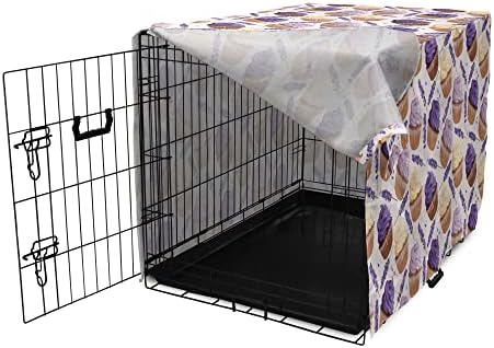 Tampa de caixa de cães de sobremesa lunarable, lavanders e cupcakes roxos com elementos de festas de chá de congelamento nostálgicos, fácil de usar capa de canil para cães pequenos, gatinhos, 24 polegadas, multicolor