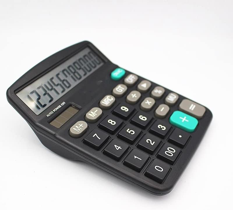 Calculadora de mesa de 12 dígitos de 12 dígitos Botões grandes ferramentas de contabilidade de negócios financeiros preto cor grande solar e energia da bateria