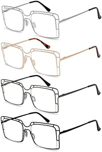 Óculos de leitura de 4-pacote para os olhos Fostores de metal fino Mulheres homens leitores