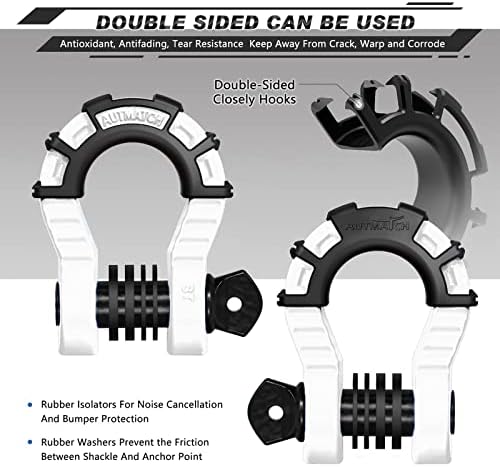 Autmatch Mega Shackles 3/4 D Chapo de anel e receptor de engate de 2 com 5/8 Pino de travamento do trailer, 68.000 lbs