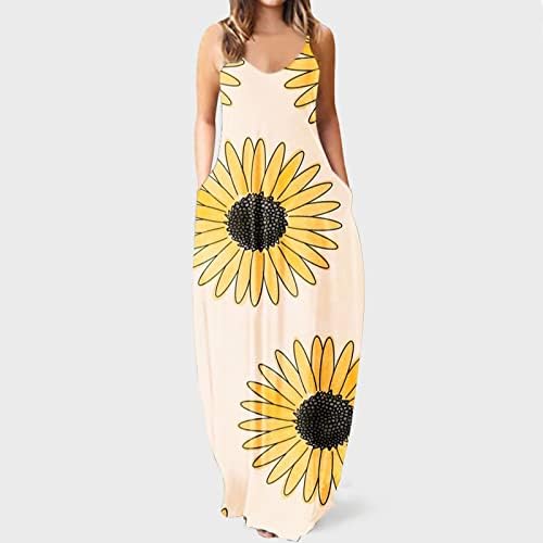 Vestidos de tamanho grande wmjolc para feminino de verão sem mangas maxi vestido maxi vos de pescoço boho tampas casuais