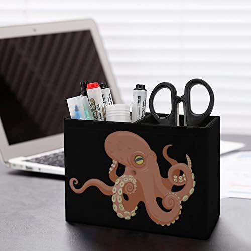Octopus PU Leather Lápis portadores de mesa multifuncional Organizador de armazenamento de contêineres de copo de copo