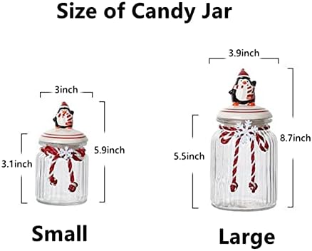 Jarros de doces de Natal com tampas 2pcs vidro jarra de doces de xmas contêineres de armazenamento de alimentos fofos