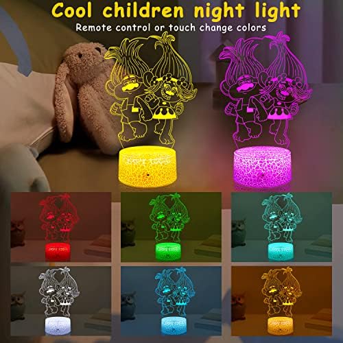 Luz noturna gimfry para meninas Lâmpada de anime Ilusão 3D 16 cores mudando com controle remoto e toque luzes infantis