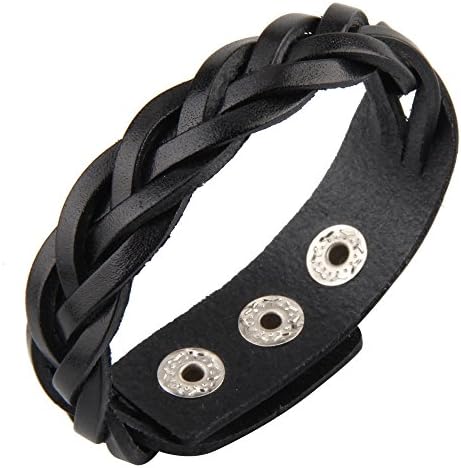 A pulseira de couro genuíno do woo Bracelets punk trançados pulseiras artesanais de pulseiras de rocha feitas de rocha