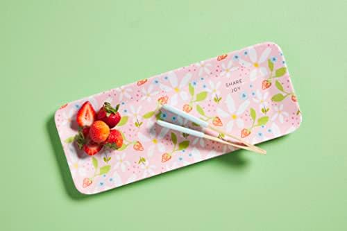 Beda de torta de lama Floral Melamine Bandey Conjunto, 6 x 15 | Tongs 7 , rosa