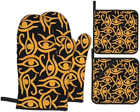 Olhos dourados Horus egípcios Mittos de forno resistente ao calor e conjuntos de suportes de maconha