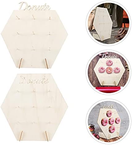 Yardwe 2 sets Donut Stand Display Titular de madeira Donut Holder Board Cupcake Bolo Rack Candy Sweet Carrinho para Decoração de Aniversário de Casamento de Partes
