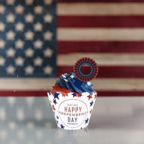 Independence Day Cupcake Cartões ao redor American Independence Day Photo Props Decorações Vestidos de festa para mulheres