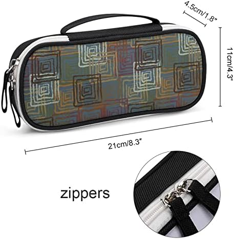 Resumo Padrão Grunge Padrão Folk Lápis Pen Case Bolsa portátil com Zip Travel Makeup Bag Organizadores de papelaria para o escritório em casa