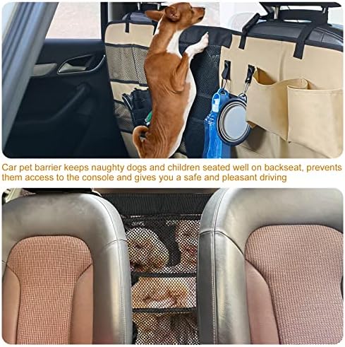 Barreira de carros para cães de kitwinney, grande barreira de cães atualizada para SUV e carros com loops de bolsos de armazenamento, janela de malha, barreiras automáticas do banco de pet -tear, divisor de cerca para a condução segura, fácil de instalar