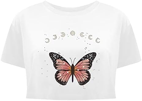 Camiseta feminina camiseta de borboleta camiseta tampes colar