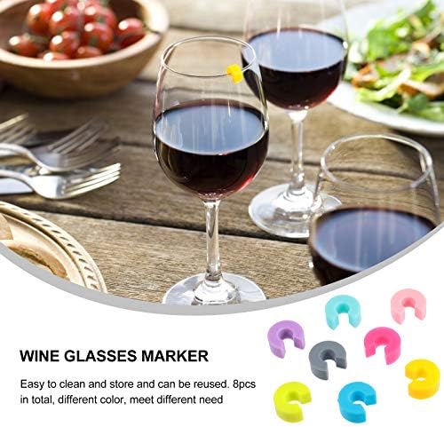 Doitool 8pcs Silicone Wine Glass Marker Wine Cotarms Marcadores