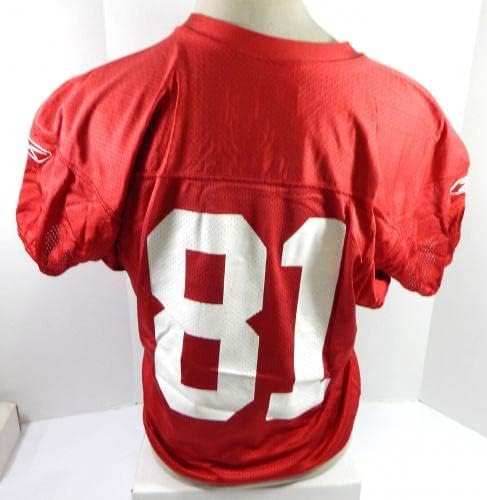 2009 San Francisco 49ers Brandon Jones #81 Game usado Jersey Red Practice L - Jerseys de Jerseys usados ​​na NFL não assinada