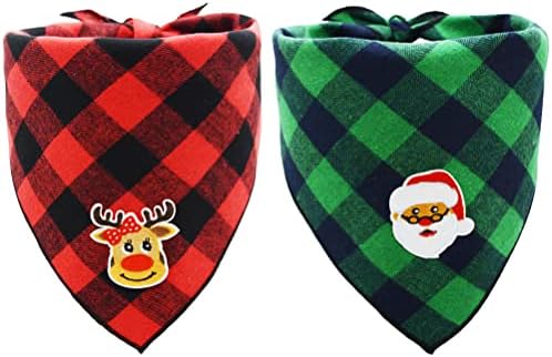 Covoroza 2 pacote de Natal cachorro bandana clássico lenço de estimação clássica de animais de estimação Papai Noel Triângulo Elk