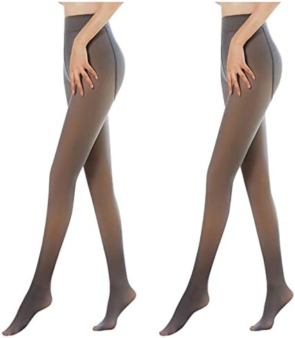 2 PCs lampes alinhadas de lã Mulheres cor de pele de lã de lã falsa translúcida de meia -calça quente de calça térmica espessa de inverno