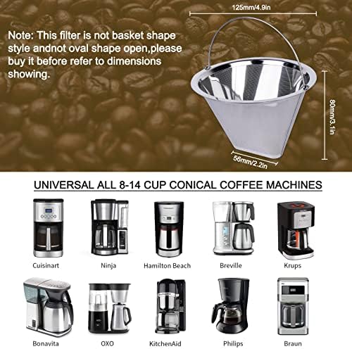 Filtro de café reutilizável para cafeteira Ninja Dual Brew, 2 PCs Reutilable K Copos e 1 filtro de café em aço inoxidável, filtro de café compatível com a cafeteira Ninja CFP301 e CFP201