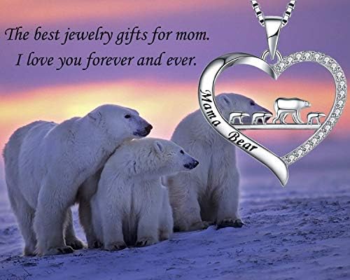 Muatogiml 925 Colar de mamãe de prata esterlina amor pingente de coração mama urso panda elefante colares de animais
