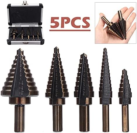 XMeifeits Etapa Drill 5pcs Etapa Bits Bits Definir HSS Cobalto Furro múltiplo Cobalt T-Itanium Concial Carboned Brill Brill Hole