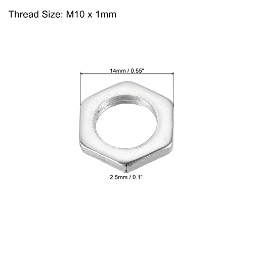 Patikil M10 x 1,0 porcas hexágicas de aço, 30 pacote de fios métricos de zinco porcas de hardware acabadas parafusos