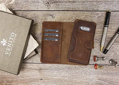 Venito Florence Leather Cartlet Caixa de telefone compatível com Samsung Galaxy S10e - Extra Seguro com bloqueio de RFID
