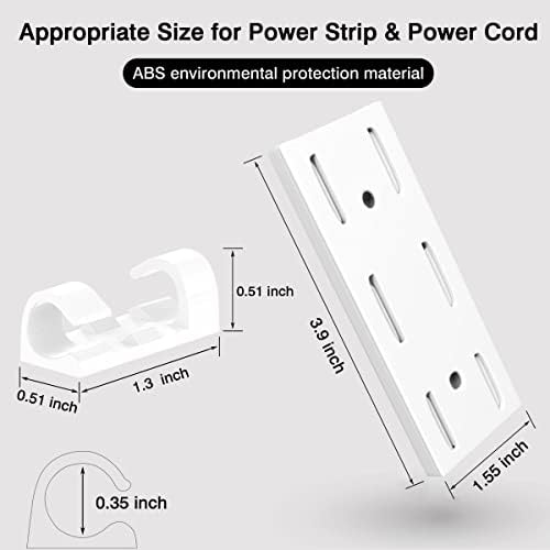Suporte de tira elétrica e kit de clipes de cabos, portador de soquete sem perfuração de 8pcs com um organizador de cabo adesivo de