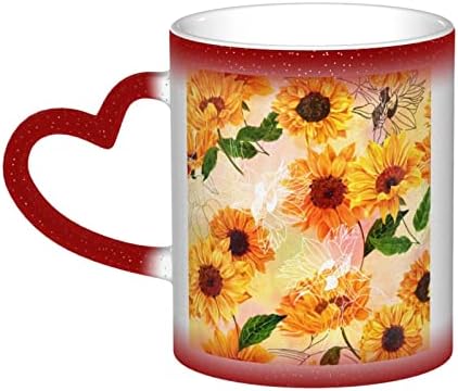 Moliae Beautiful Sunflower Canecas Impresso de Caixa Caneca de Café Cerâmica de Cerâmica, Copo de chá de leite, Presente de aniversário
