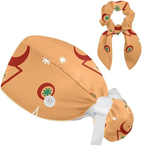 Símbolos rituais ajustáveis ​​Cap com botão, bolsa de rabo de cavalo, faixa de suor para mulheres com cabelo arco -arco macio