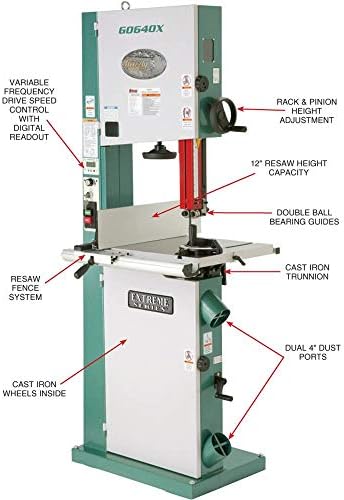 Grizzly Industrial G0640X - Vanda de faixas de metal/madeira de 17 2 hp com motor de inversor