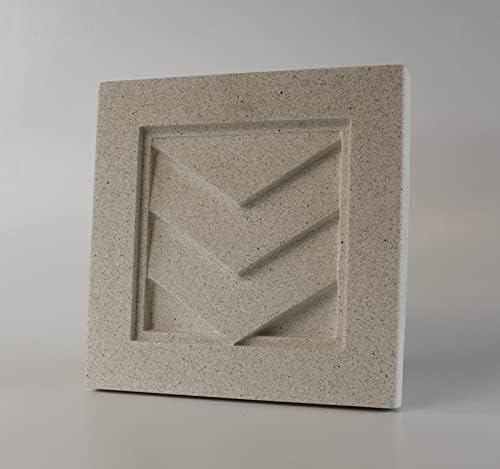 O Pineapple Grove projeta o ornamento de placa de telha arquitetônica Bas Relief Relief 3D, pedra fundida sólida, design invertido da Chevronel, 9,5 x9.5 para penduramento de parede ou tela de mesa