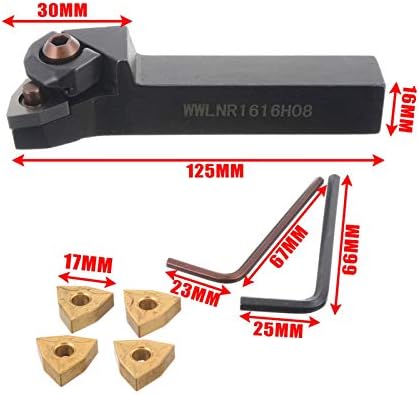 Ferramenta de torno de barra de chato 4 WNMG0804 Inserções de carboneto + 1 wwlnr1616h08 / wwlnr1616k08 Torneamento de torneamento CNC CNC Ferramenta