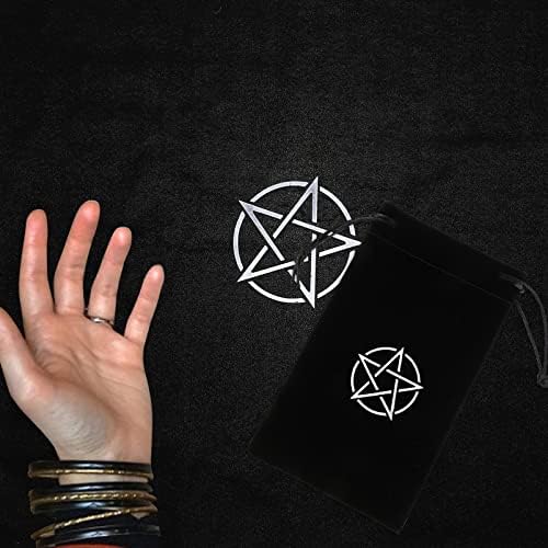 Gadpiparty decoração preta Decoração de altar de altar de tecido Toleta de mesa Definir suprimentos de pano de altar de toque de mesa pentagrama para pano de tarô de bruxaria para astrologia pagã Leitura de mesa preta preta