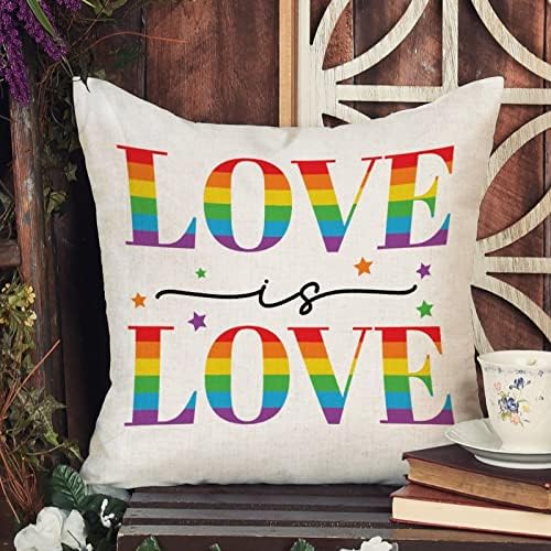 Love Is Love Throw Pillow Capa de travesseiro de dia dos namorados Caso do dia dos namorados Orgulho gay arco -íris LGBT Gay