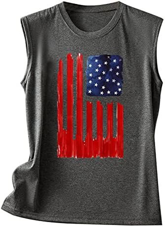 4 de julho Camisas para mulheres American Flag Summer Summer Sleesess O-Gobes Top Top Stars Stripes T-shirts Blouse Casual Top Top