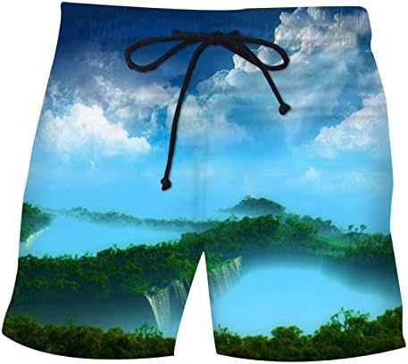 Shorts de praia plus size para homens impressos tropicais de nadar rápido de surf shorts de malha de malha de malha Cool Hawaiian