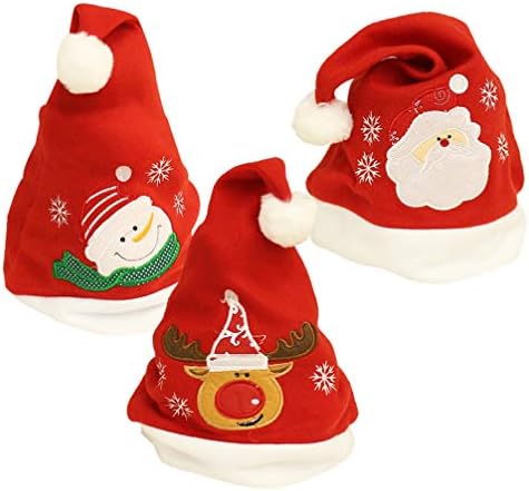 Holibanna 3pcs chapéus de Natal Santa Snowman Elk Bordado Chapéu para Festas de Férias
