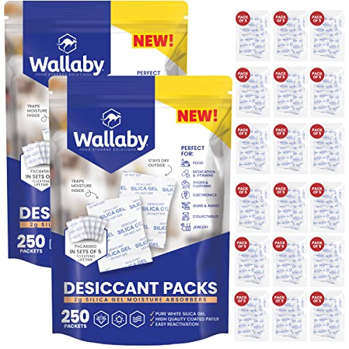 WALLABY 5 GRAM ALIMENTOS SEGUROS PACO PURO PULHO DESICANTE DESICANTE DESICANTE PACHS - absorvedores de umidade recarregável e revestidos - protege contra danos por umidade -