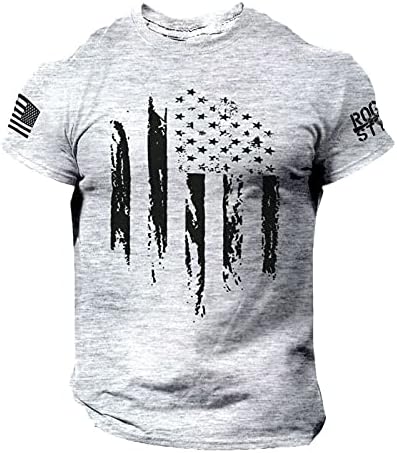 Camiseta patriótica de Badhub para homens Casual de manga curta solta Camisa muscular 4 de julho camiseta camisetas American Flag